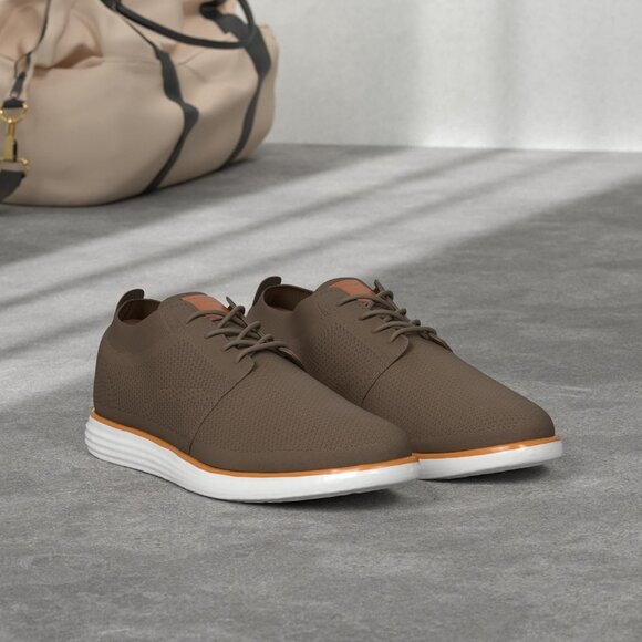 ⚡Men Light Brown Flex Breeze Mesh Oxford Lace-Up Lightweight Walking Sneaker - Picture 2 of 10